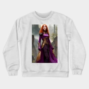 Futuristic Empress In Purple Crewneck Sweatshirt